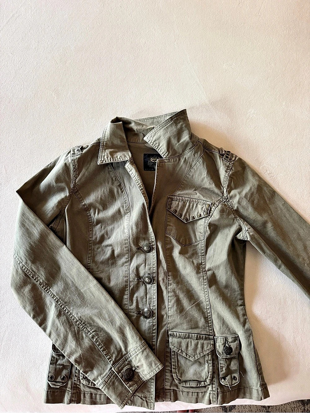Rock & Republic Utility Jacket Embellished Graphic Green Large